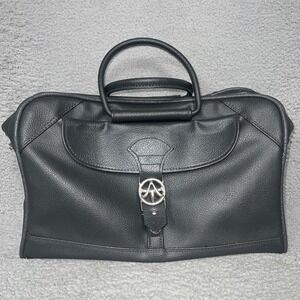 VTG American Tourister Weekender Bag Grey Leather Travel Carry On‎ 90s